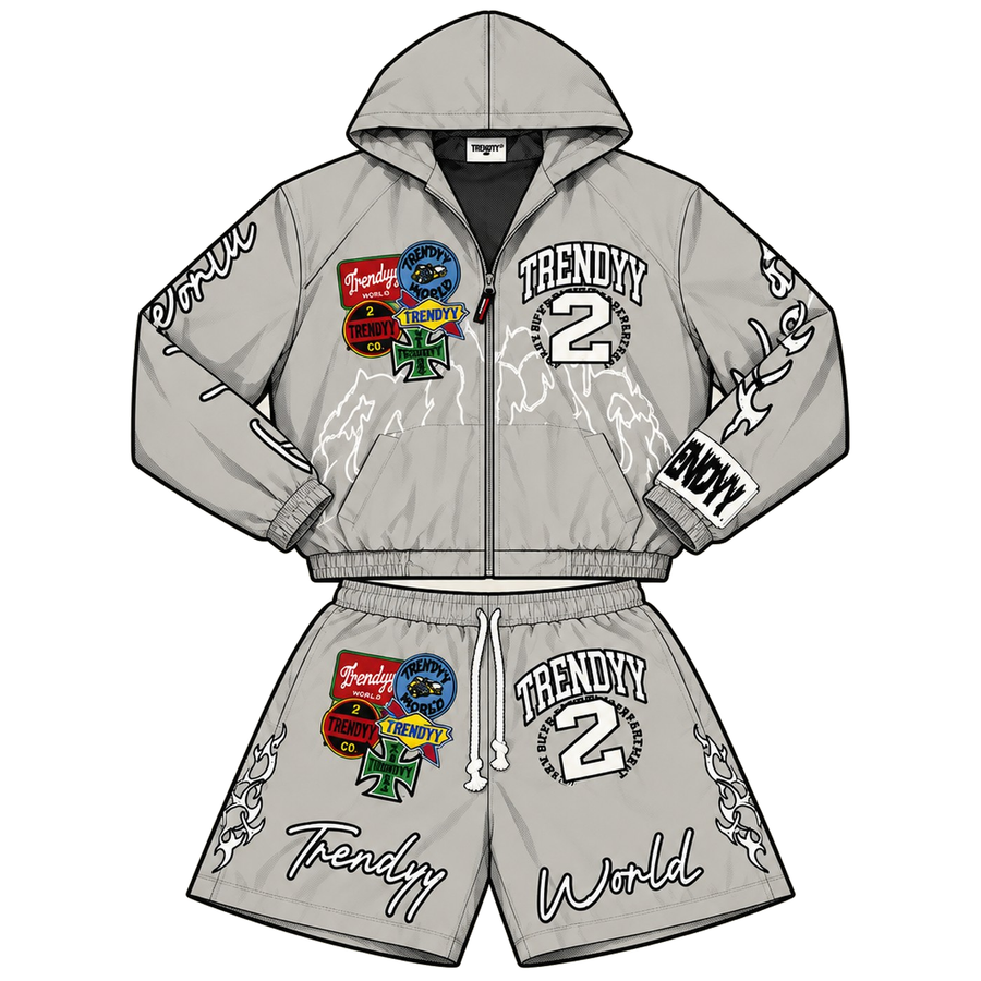 Grey “V10” Windbreaker set