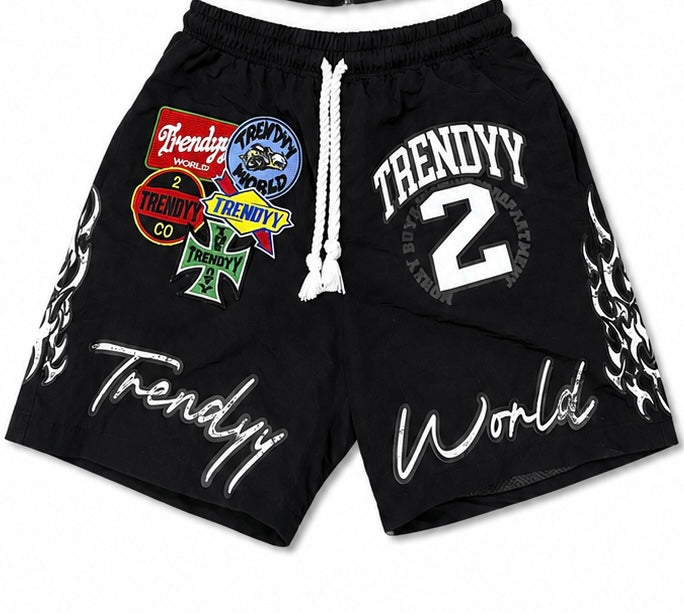 Black “V10” Windbreaker Shorts