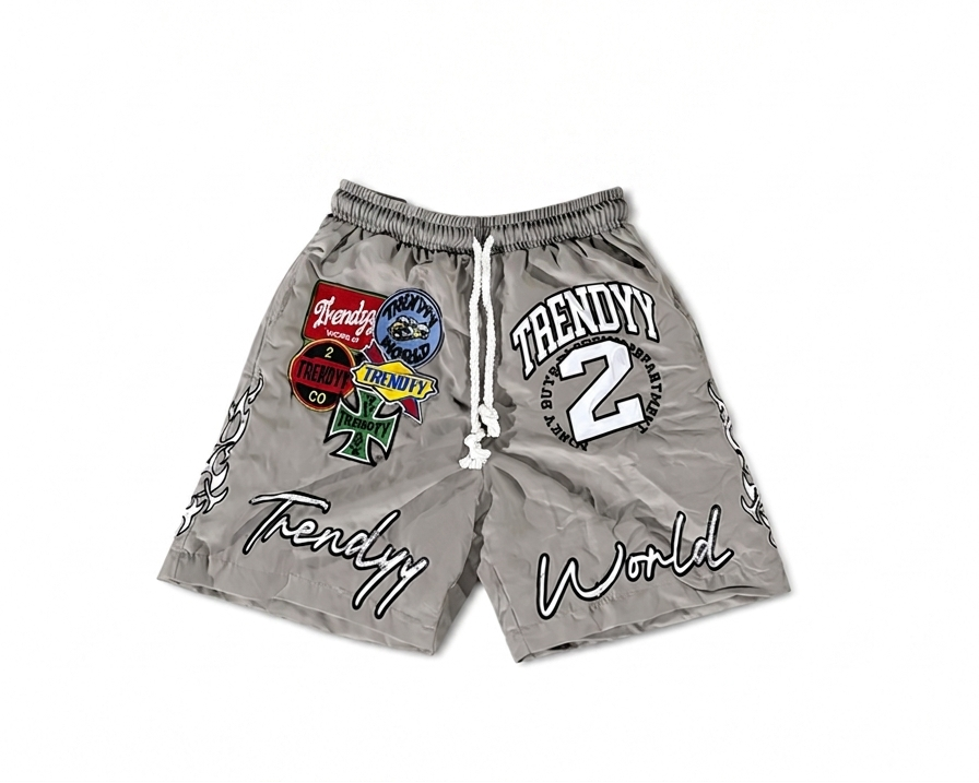 Grey “V10” Windbreaker Shorts